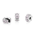 925 sterling silver pink flower beads diy bracelet accessories